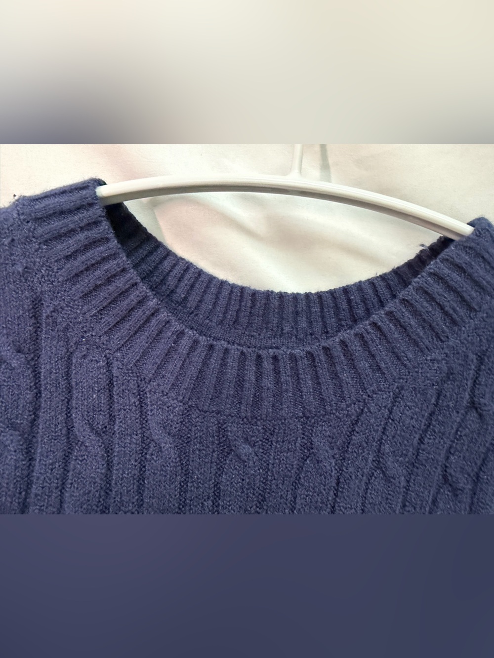 Gap CashSoft Navy Cable Knit Sweater Dress Size L Fall Mini Dress - Picture 9 of 9